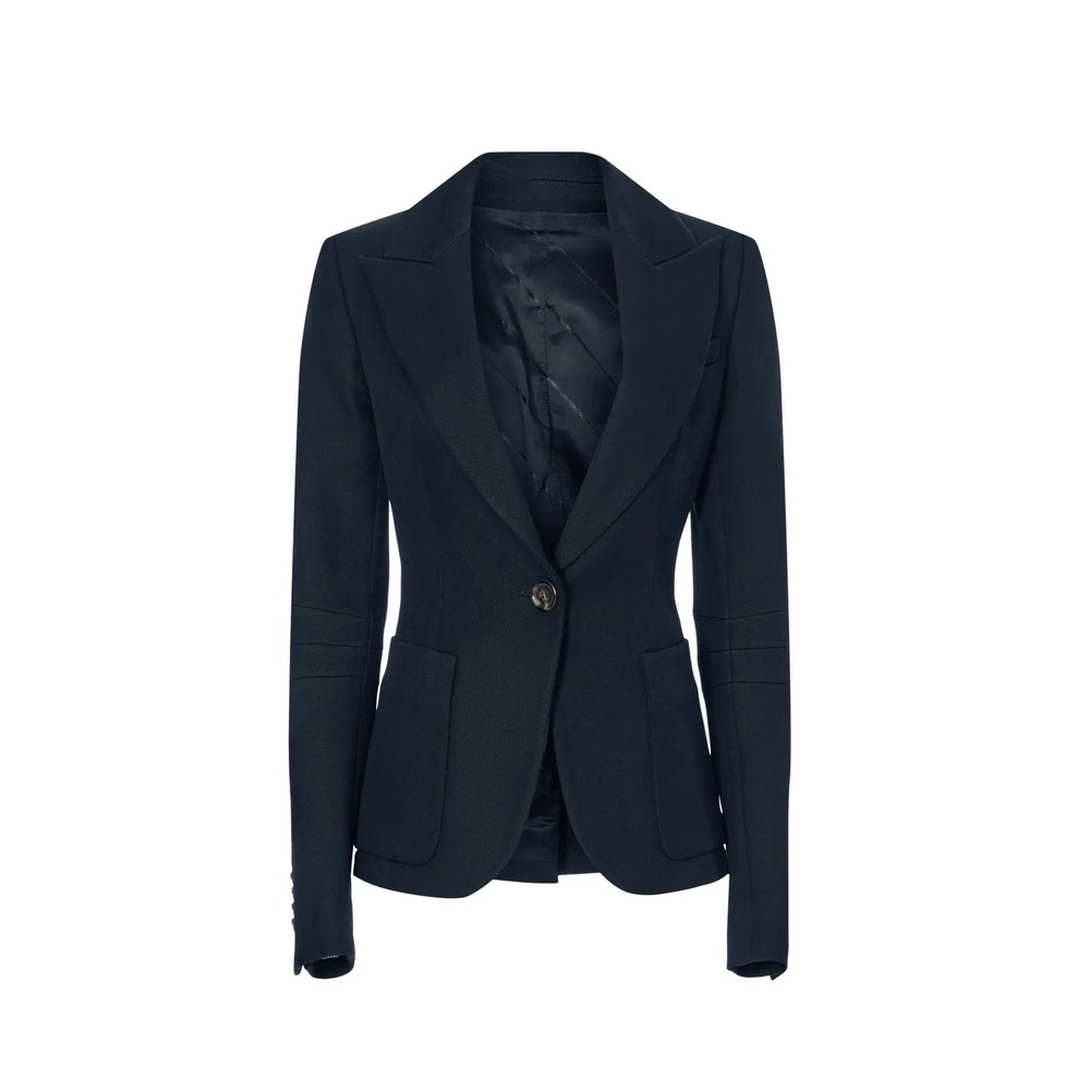 Marina Moscone Patch Pocket Blazer Blue Gabardine Size 4 - Picture 5 of 16